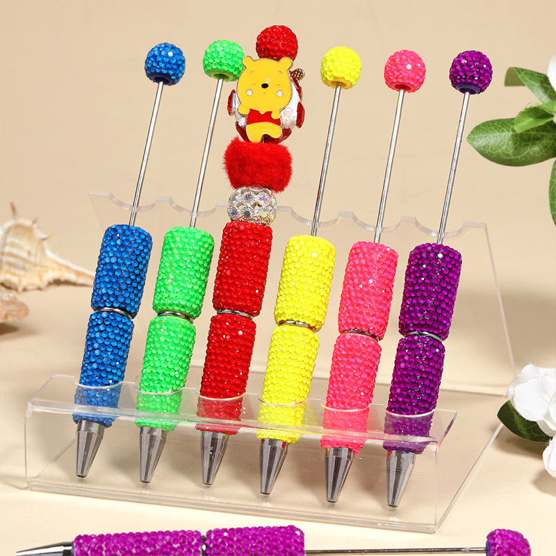 Creative DIY Sugar Beaded Ballpoint Pens, Sparkly Rhinestone Bead Pens with Colorful Beads for Girls and Craft Projects