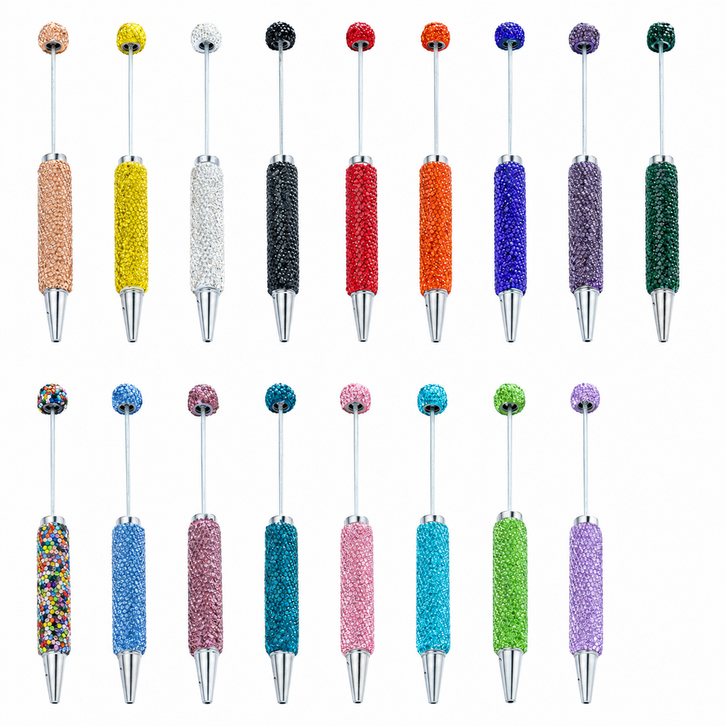 Creative DIY Full-Diamond Beaded Ballpoint Pen, Multicolor Plastic Beaded Pen, Handmade Diamond-Embedded Beaded Pen