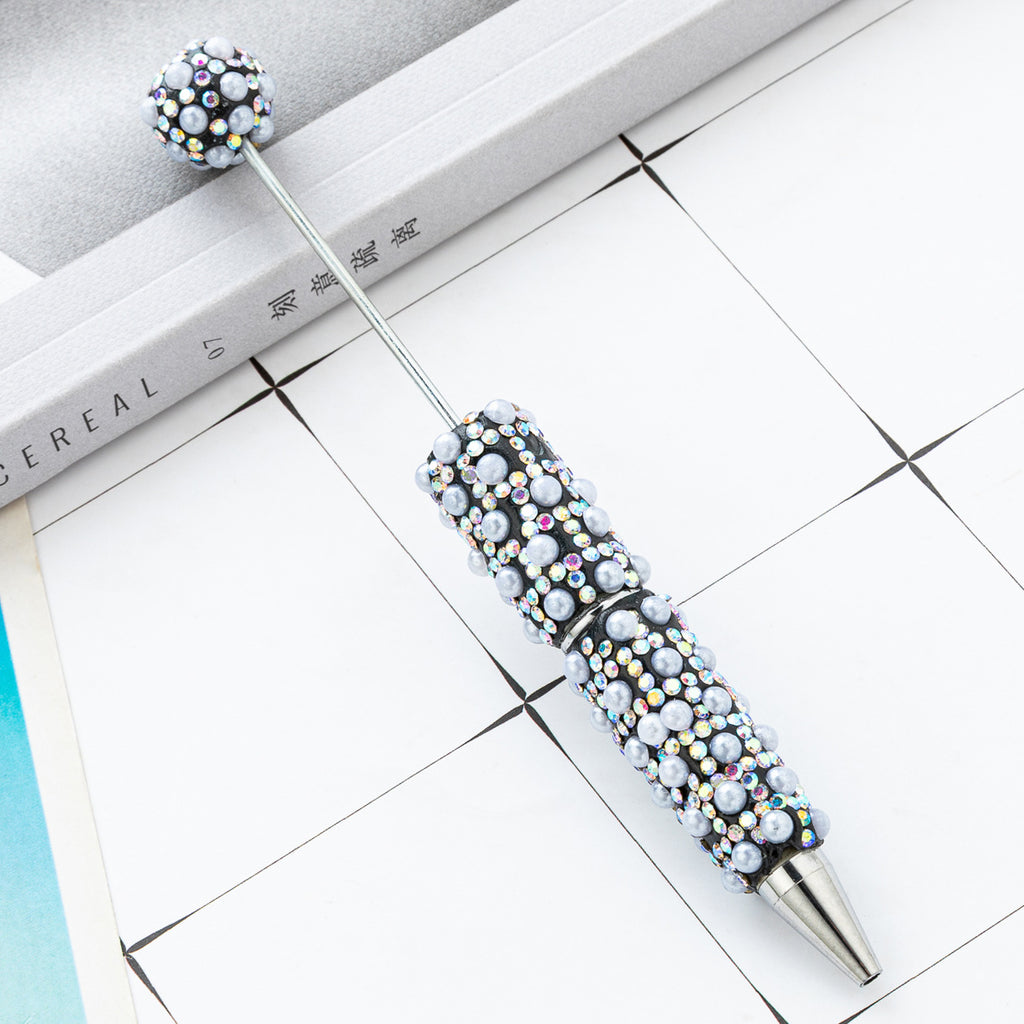 DIY Pearl Beaded Ballpoint Pens, Handmade Rhinestone Bead Pens with Colorful Spinning Beads for Girls and Craft Lovers