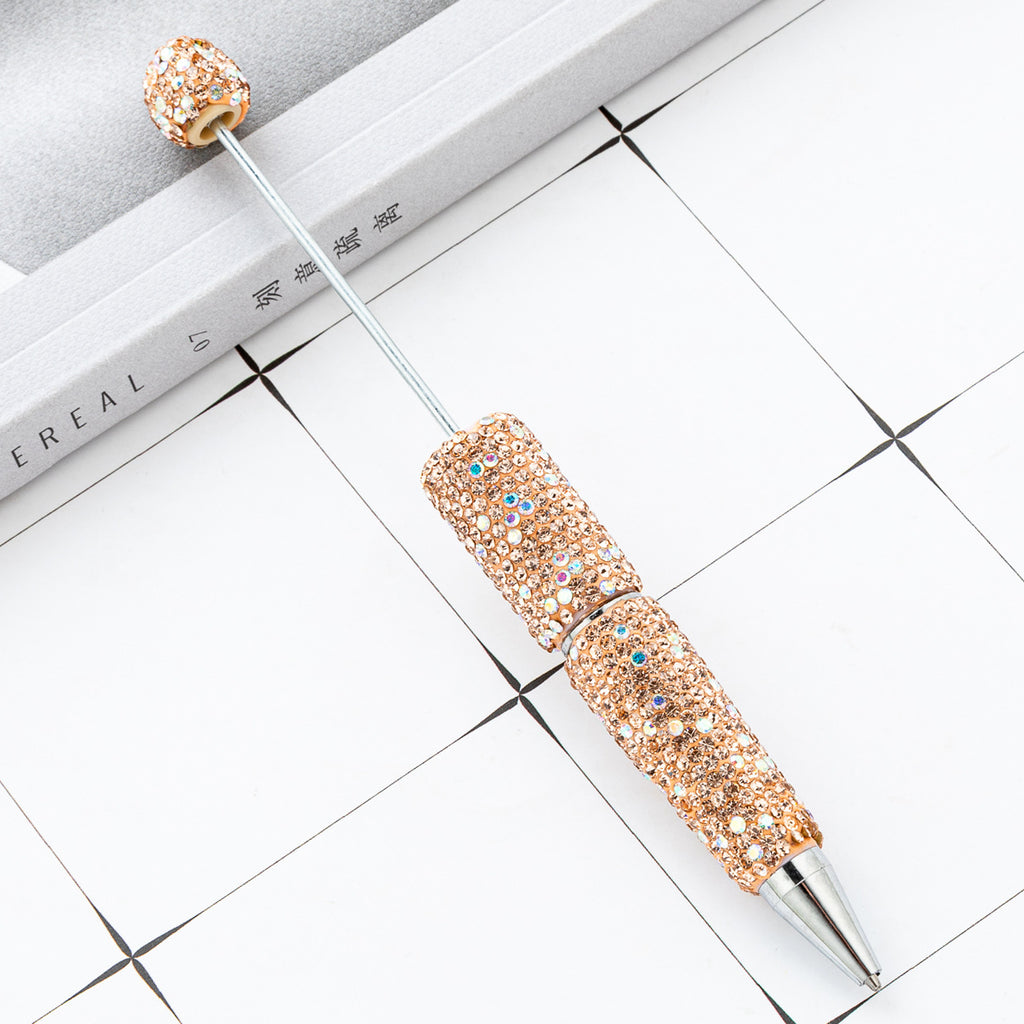 Colorful DIY Rhinestone Beaded Ballpoint Pens, Handmade Sparkly Plastic Bead Pens for Girls and Craft Projects