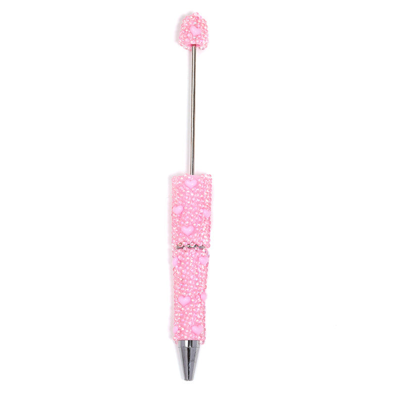 Cute Heart Bubble Beaded Ballpoint Pens, Sparkly Rhinestone Bead Pens with Fashionable DIY Beads for Girls and Craft Lovers