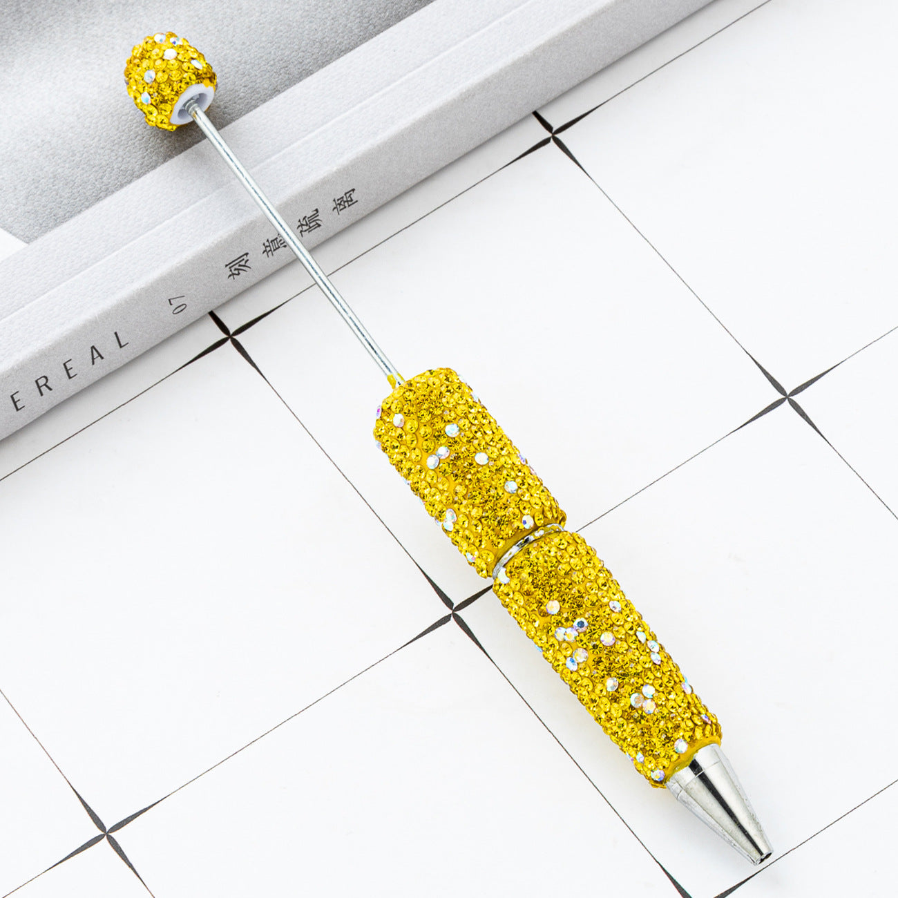 Colorful DIY Rhinestone Beaded Ballpoint Pens, Handmade Sparkly Plastic Bead Pens for Girls and Craft Projects