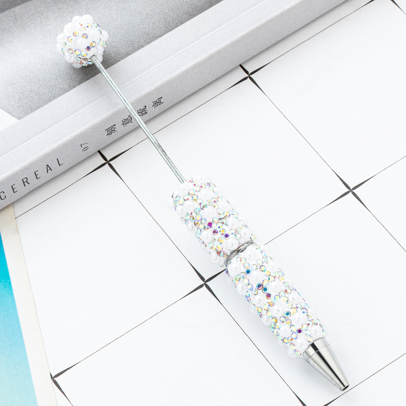 DIY Pearl Beaded Ballpoint Pens, Handmade Rhinestone Bead Pens with Colorful Spinning Beads for Girls and Craft Lovers