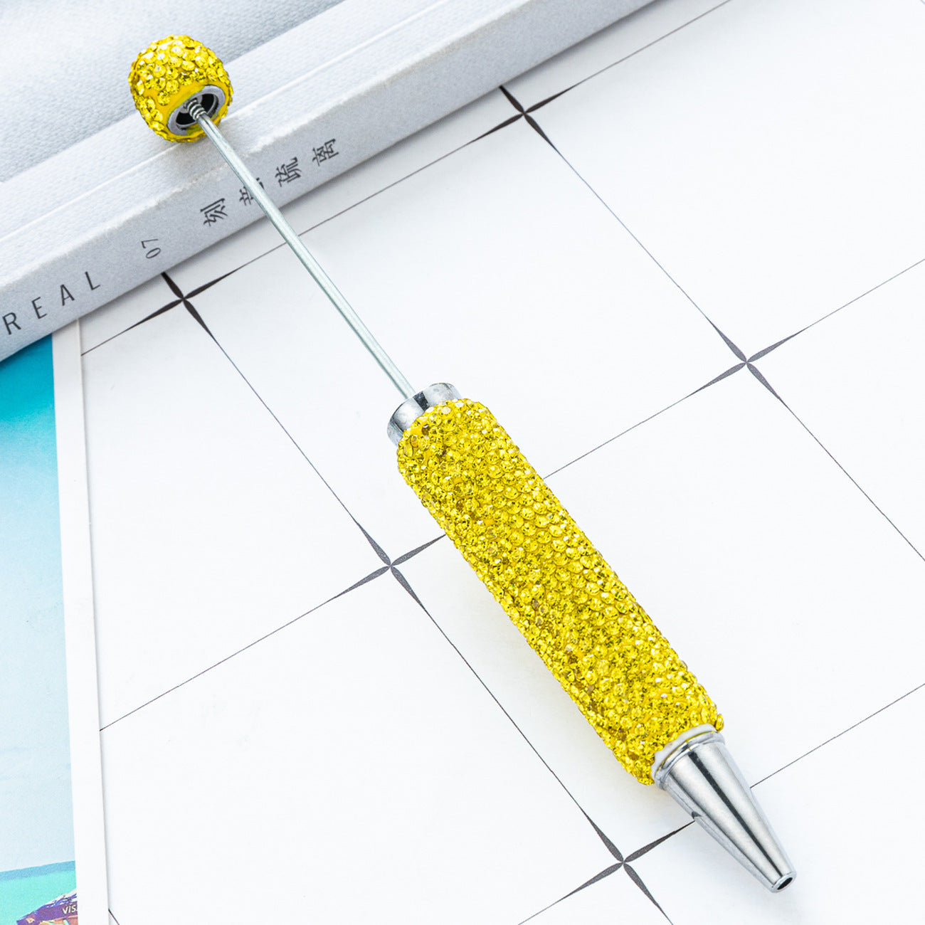 Creative DIY Full-Diamond Beaded Ballpoint Pen, Multicolor Plastic Beaded Pen, Handmade Diamond-Embedded Beaded Pen