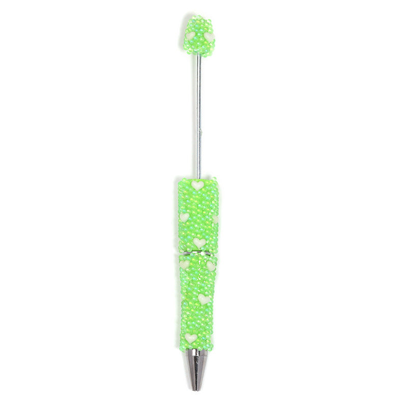 Cute Heart Bubble Beaded Ballpoint Pens, Sparkly Rhinestone Bead Pens with Fashionable DIY Beads for Girls and Craft Lovers