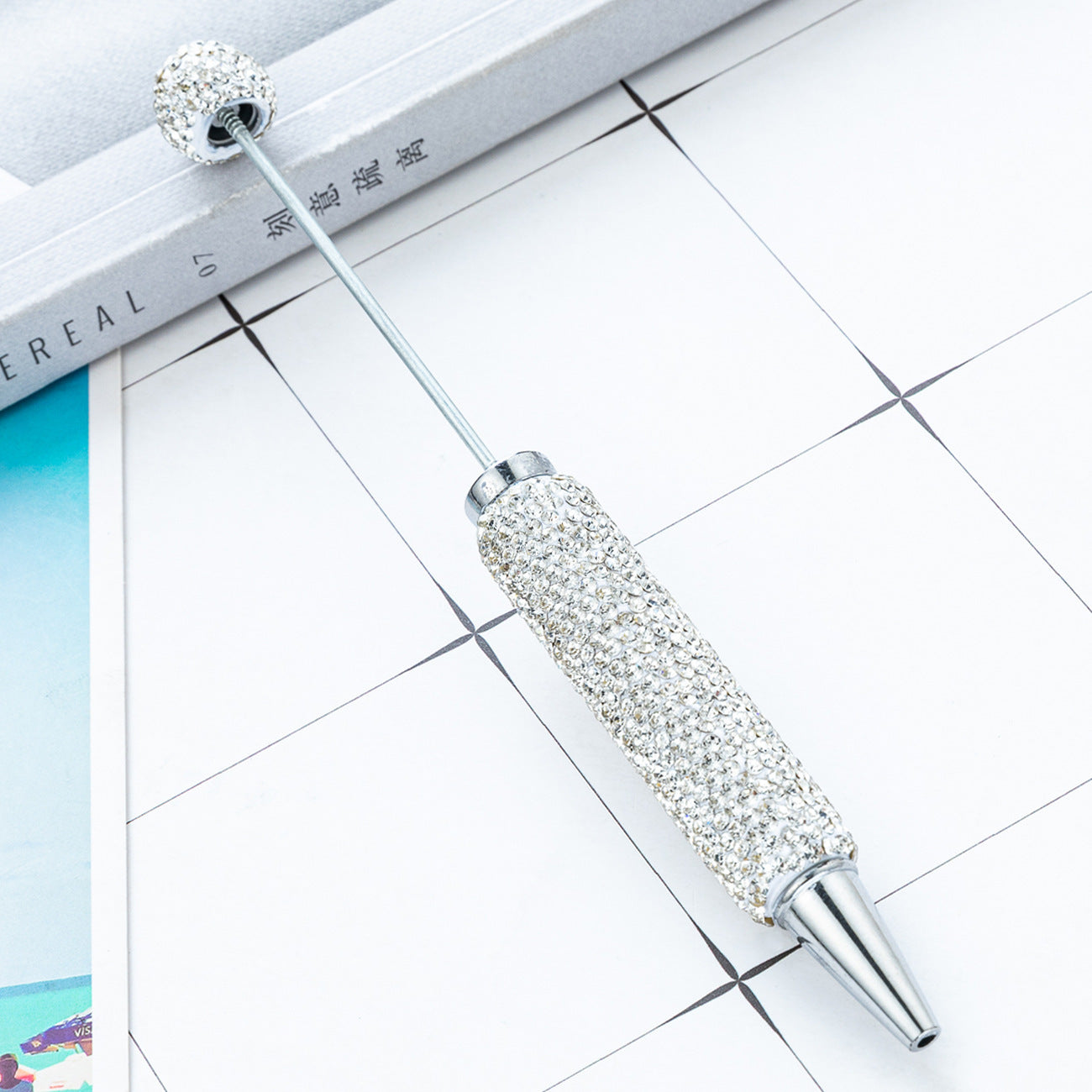 Creative DIY Full-Diamond Beaded Ballpoint Pen, Multicolor Plastic Beaded Pen, Handmade Diamond-Embedded Beaded Pen