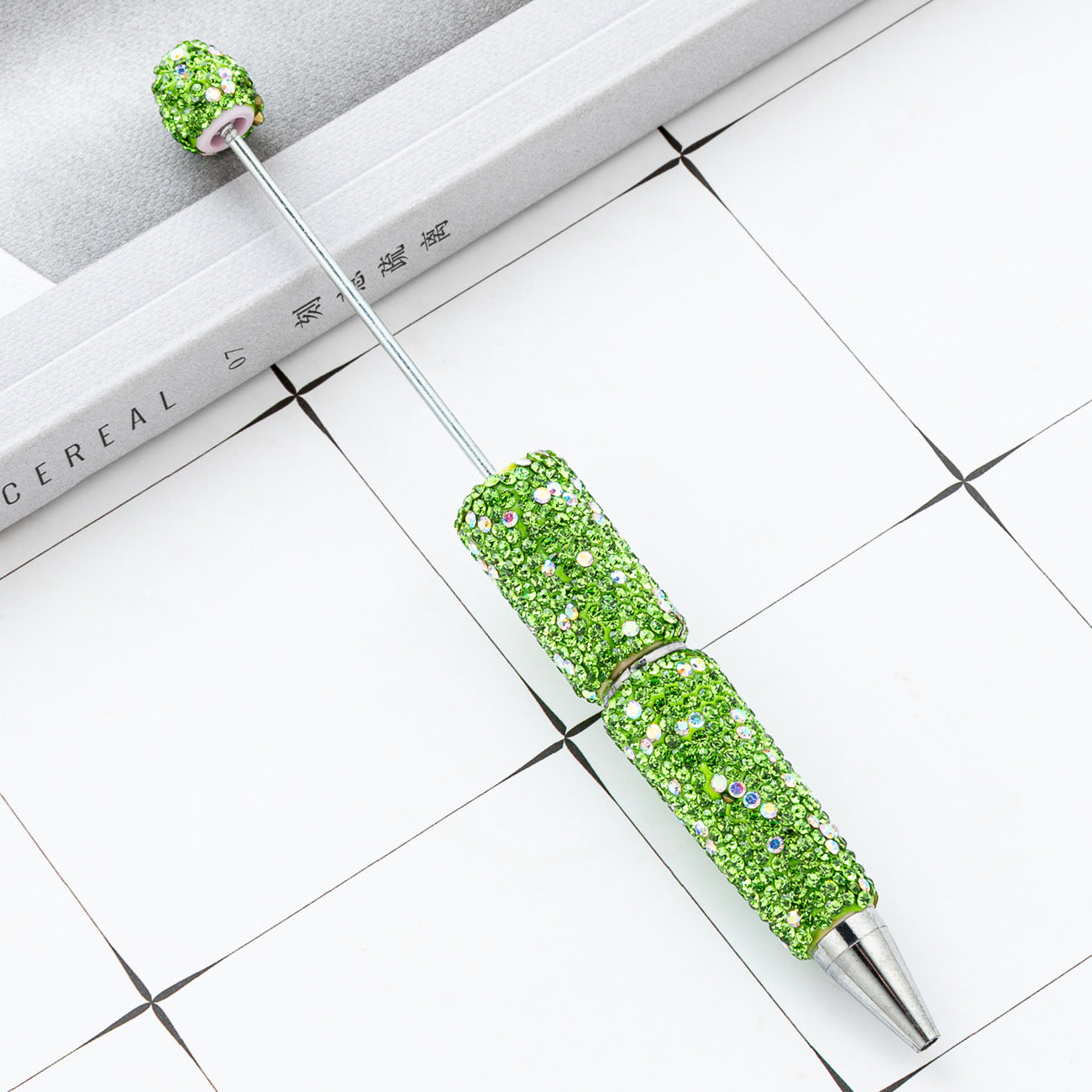 Colorful DIY Rhinestone Beaded Ballpoint Pens, Handmade Sparkly Plastic Bead Pens for Girls and Craft Projects