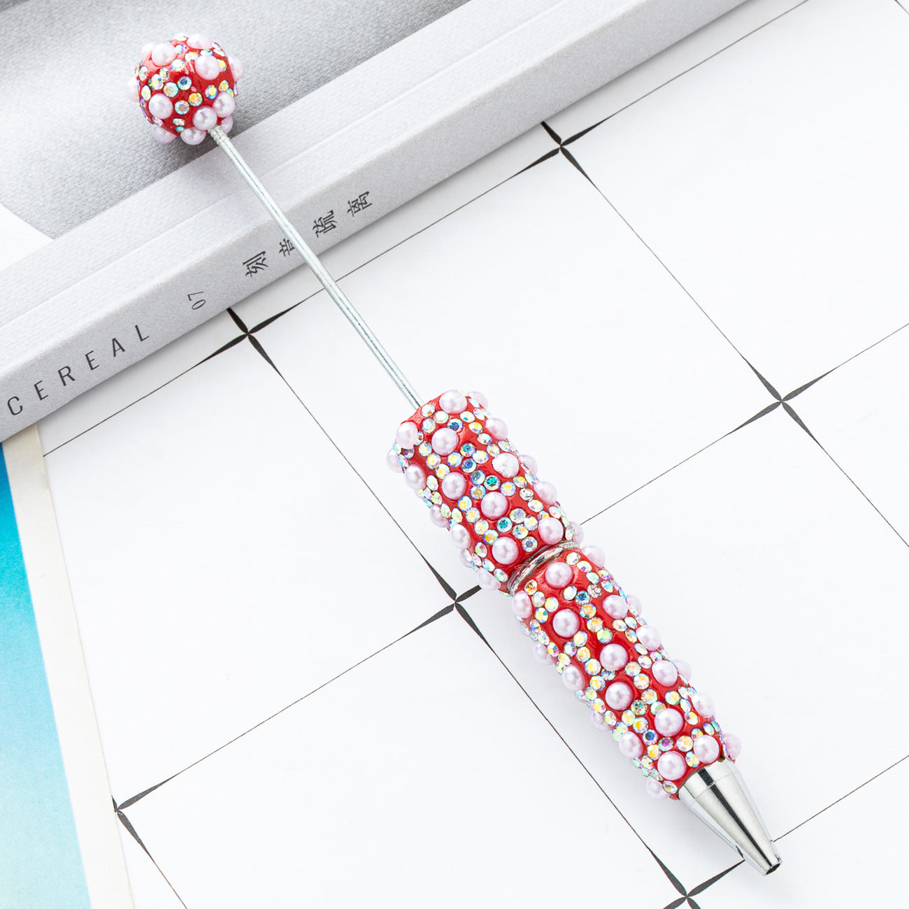 DIY Pearl Beaded Ballpoint Pens, Handmade Rhinestone Bead Pens with Colorful Spinning Beads for Girls and Craft Lovers