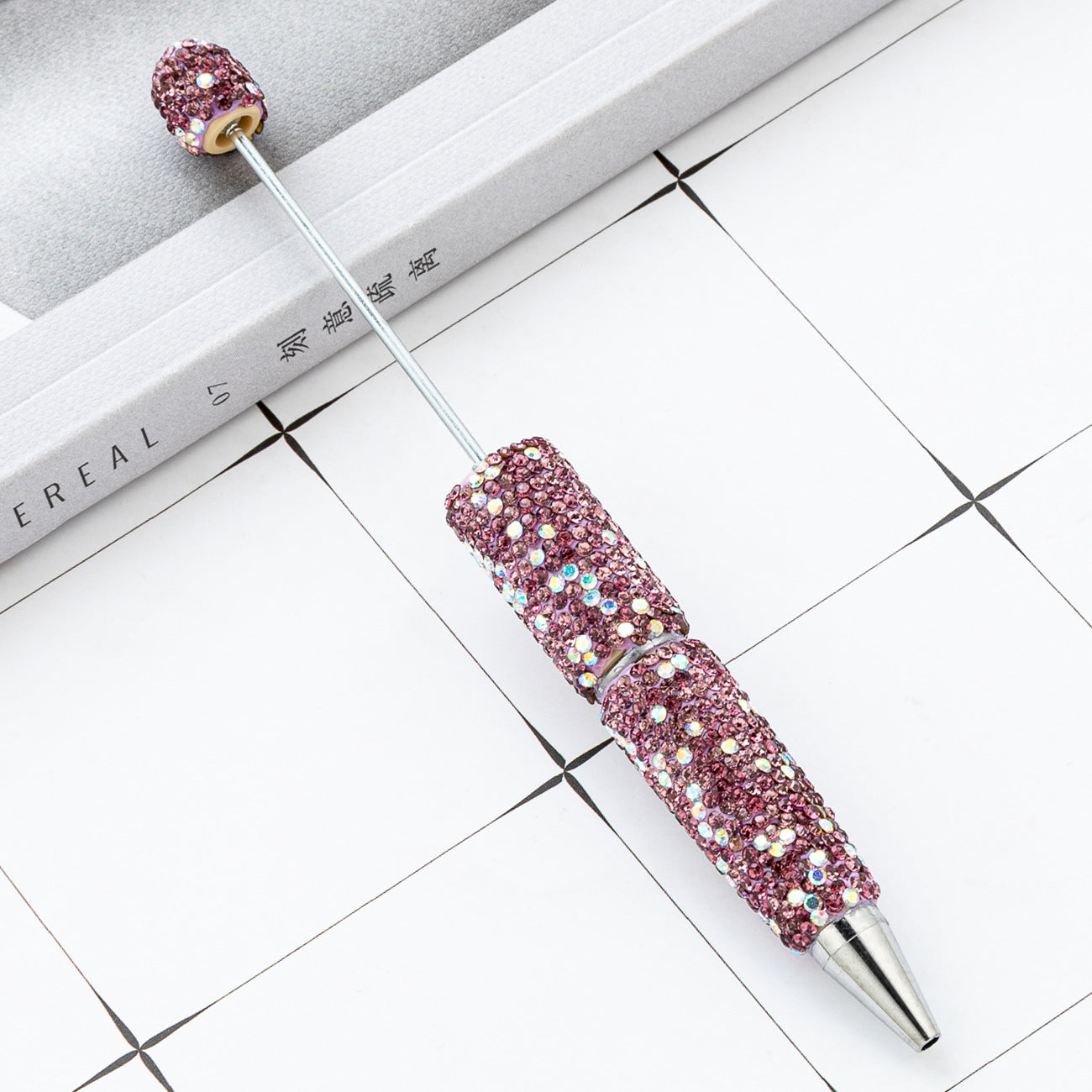 Colorful DIY Rhinestone Beaded Ballpoint Pens, Handmade Sparkly Plastic Bead Pens for Girls and Craft Projects