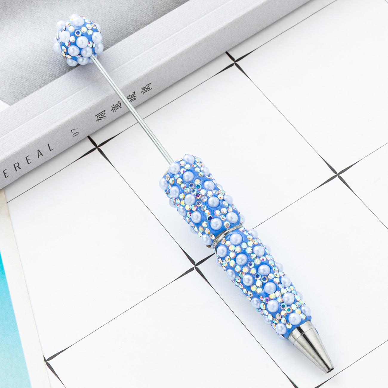 DIY Pearl Beaded Ballpoint Pens, Handmade Rhinestone Bead Pens with Colorful Spinning Beads for Girls and Craft Lovers