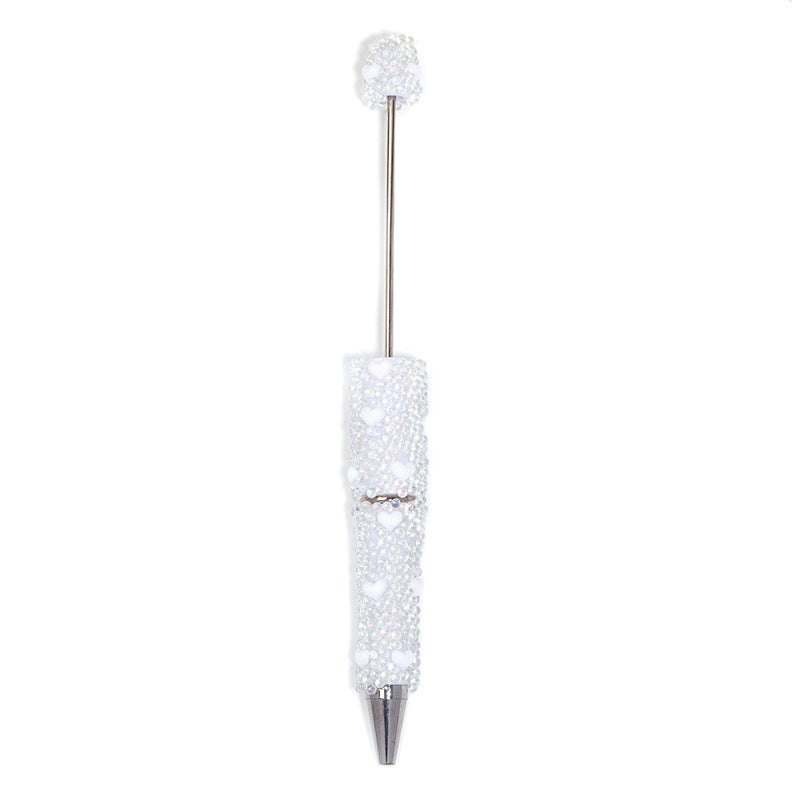 Cute Heart Bubble Beaded Ballpoint Pens, Sparkly Rhinestone Bead Pens with Fashionable DIY Beads for Girls and Craft Lovers