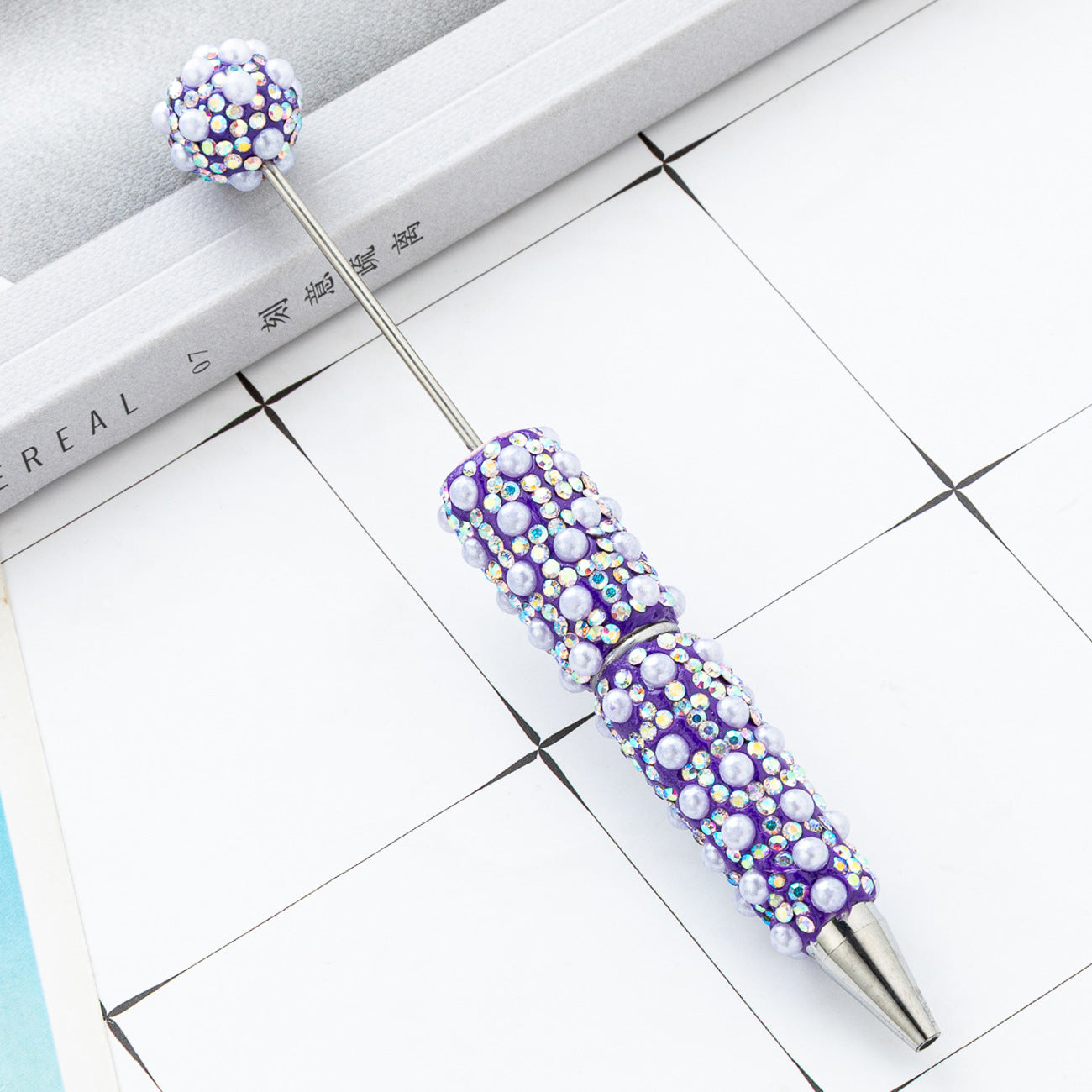 DIY Pearl Beaded Ballpoint Pens, Handmade Rhinestone Bead Pens with Colorful Spinning Beads for Girls and Craft Lovers