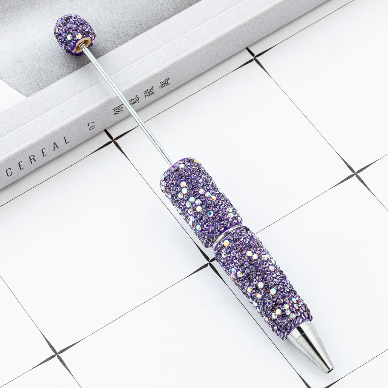 Colorful DIY Rhinestone Beaded Ballpoint Pens, Handmade Sparkly Plastic Bead Pens for Girls and Craft Projects