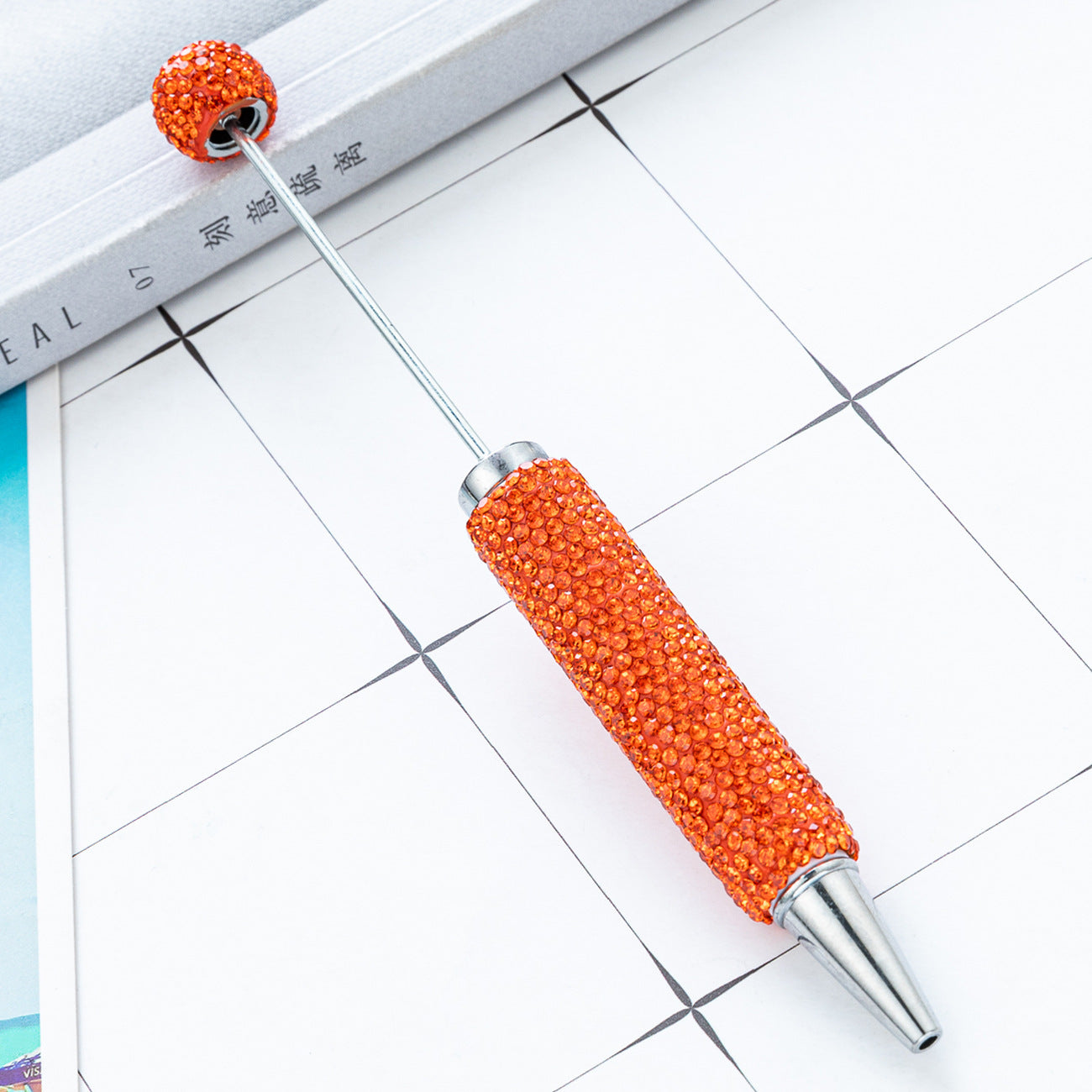 Creative DIY Full-Diamond Beaded Ballpoint Pen, Multicolor Plastic Beaded Pen, Handmade Diamond-Embedded Beaded Pen