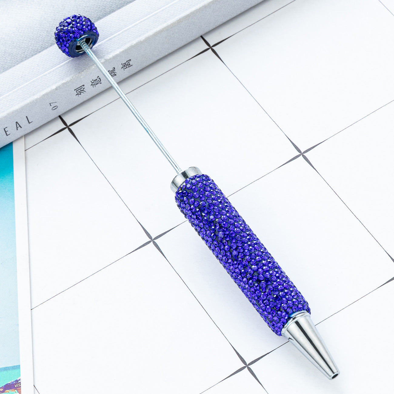 Creative DIY Full-Diamond Beaded Ballpoint Pen, Multicolor Plastic Beaded Pen, Handmade Diamond-Embedded Beaded Pen