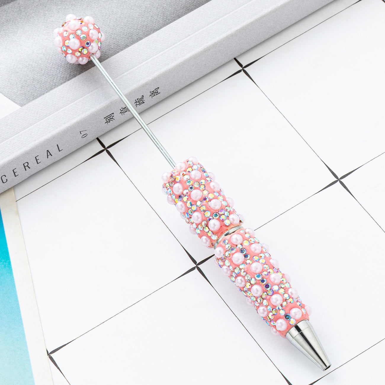 DIY Pearl Beaded Ballpoint Pens, Handmade Rhinestone Bead Pens with Colorful Spinning Beads for Girls and Craft Lovers