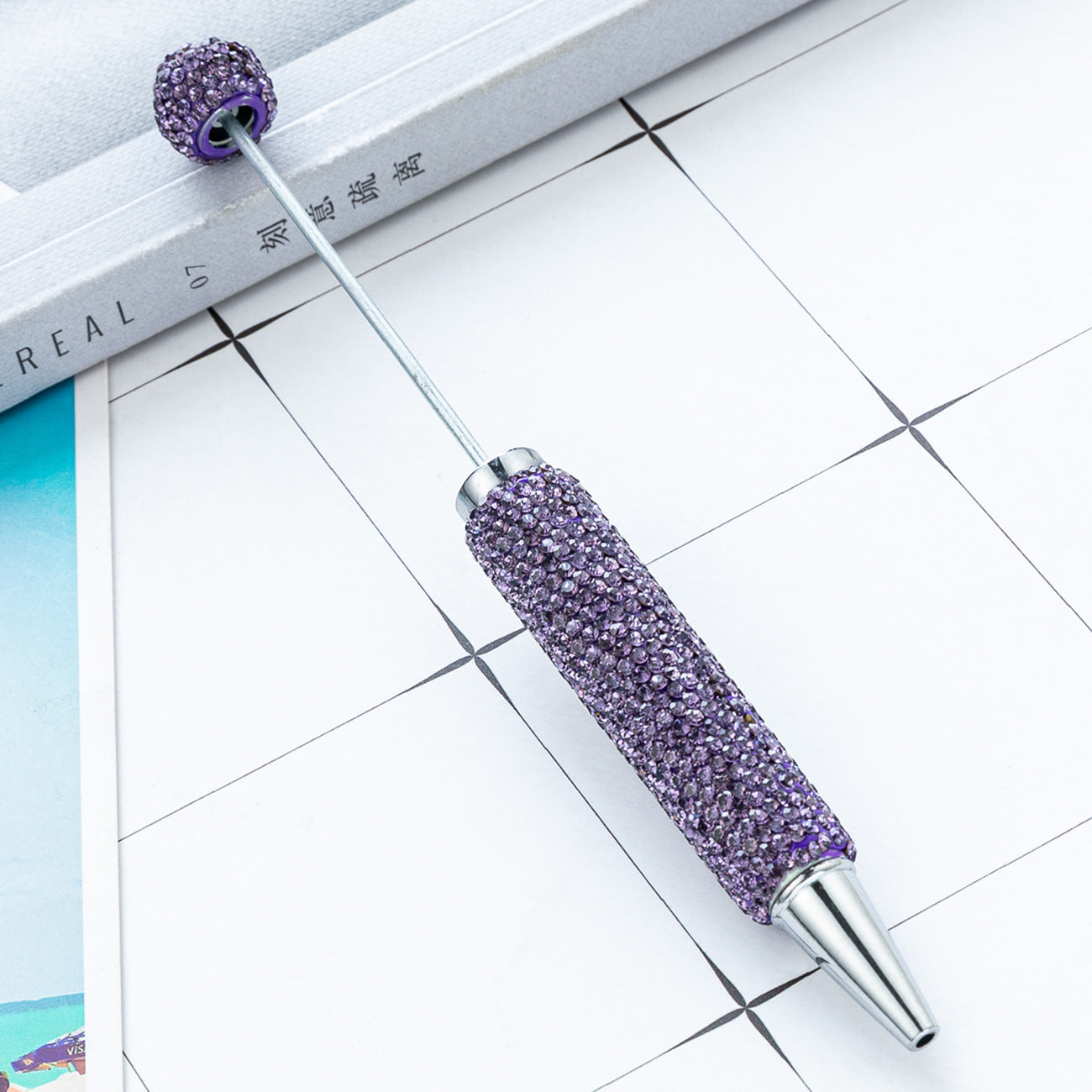 Creative DIY Full-Diamond Beaded Ballpoint Pen, Multicolor Plastic Beaded Pen, Handmade Diamond-Embedded Beaded Pen