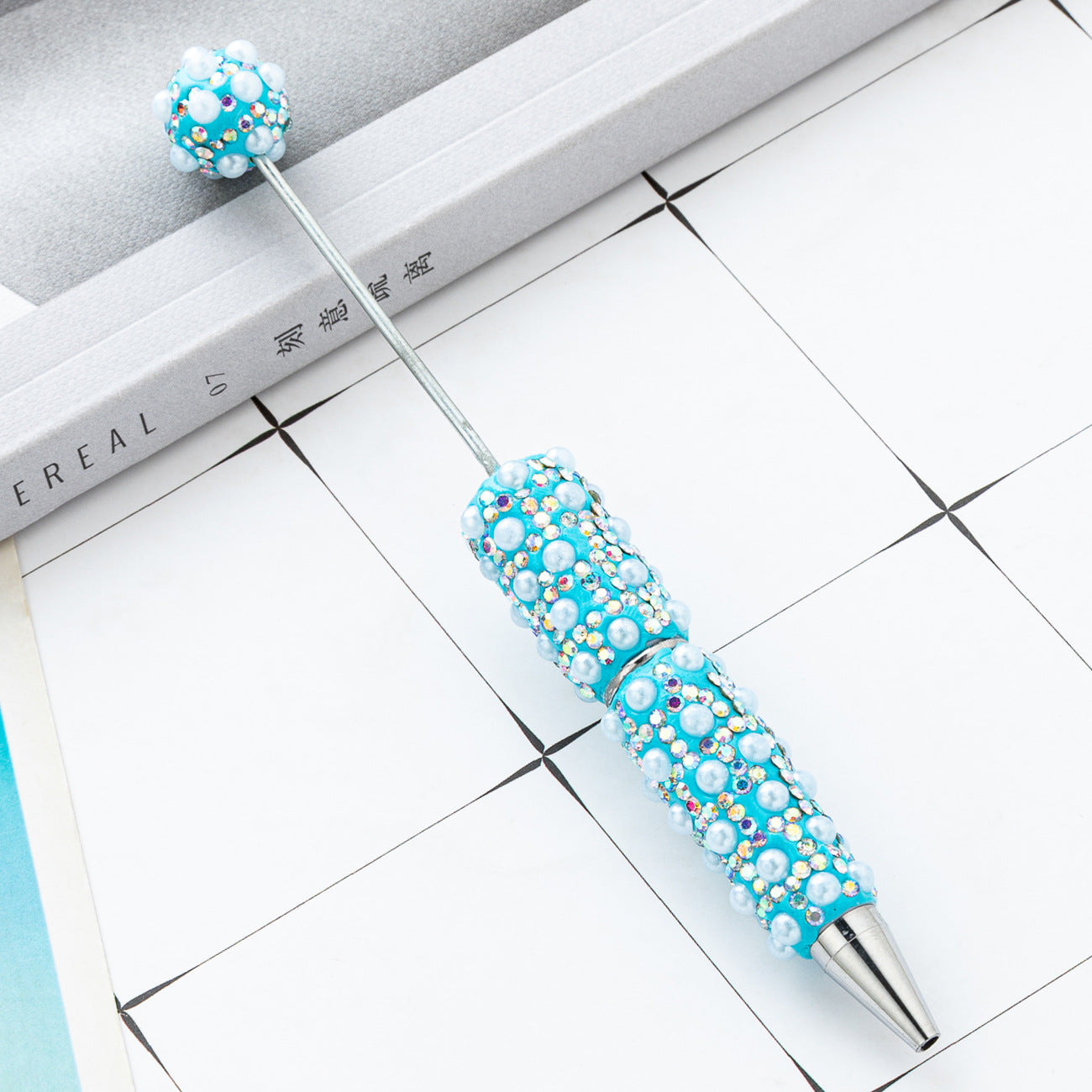 DIY Pearl Beaded Ballpoint Pens, Handmade Rhinestone Bead Pens with Colorful Spinning Beads for Girls and Craft Lovers