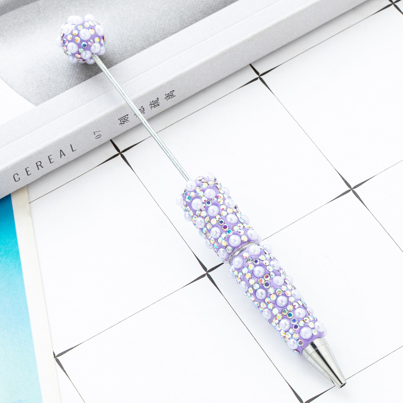 DIY Pearl Beaded Ballpoint Pens, Handmade Rhinestone Bead Pens with Colorful Spinning Beads for Girls and Craft Lovers