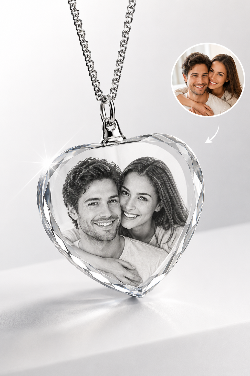 3D Crystal Photo, Personalized Necklace Gift, Custom Mothers Day Gifts for Mom, Women, Wife