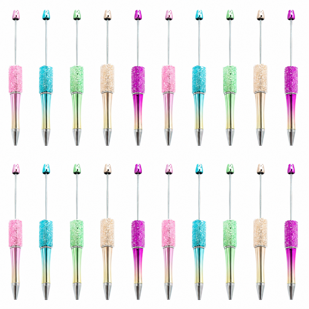 Creative DIY Sugar Beaded Ballpoint Pens, Sparkly Rhinestone Bead Pens with Colorful Beads for Girls and Craft Projects