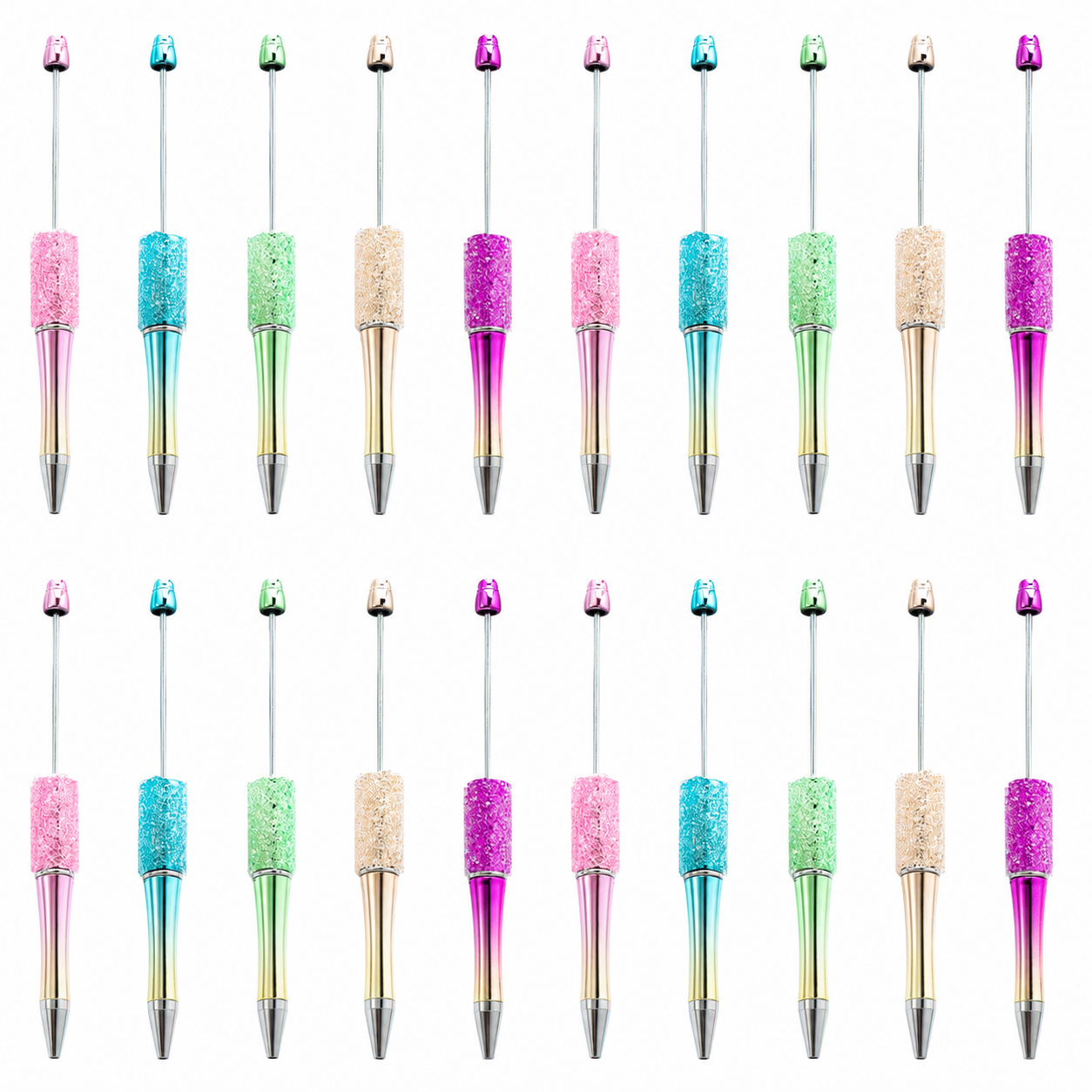Creative DIY Sugar Beaded Ballpoint Pens, Sparkly Rhinestone Bead Pens with Colorful Beads for Girls and Craft Projects