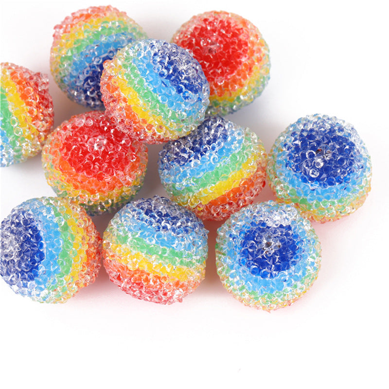 Resin Transparent Striped Candy Beads 16mm, Rainbow Chunky Bubblegum Bead, Round Sugar Beads, Loose Spacer Bead, for Adults Pens Jewelry Making DIY Bracelets Keychains Crafts (Mixed Color)
