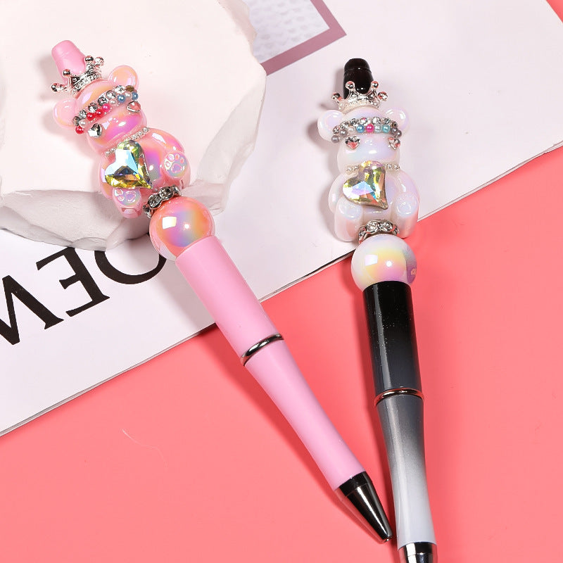 Cute Crown Bear Through-Hole Beads, DIY Phone Charm, Bag Chain and Jewelry Making Accessories