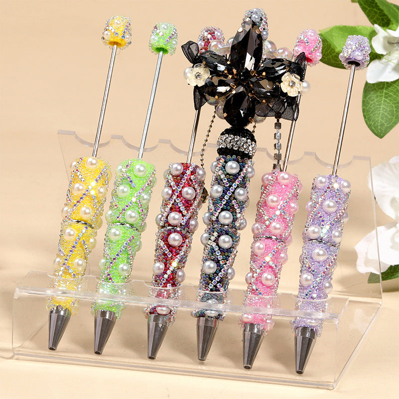 Sparkly Bubble Beaded Ballpoint Pens, Cute Iridescent Chain Bead Pens with Fine Glitter Beads for Girls and DIY Crafts