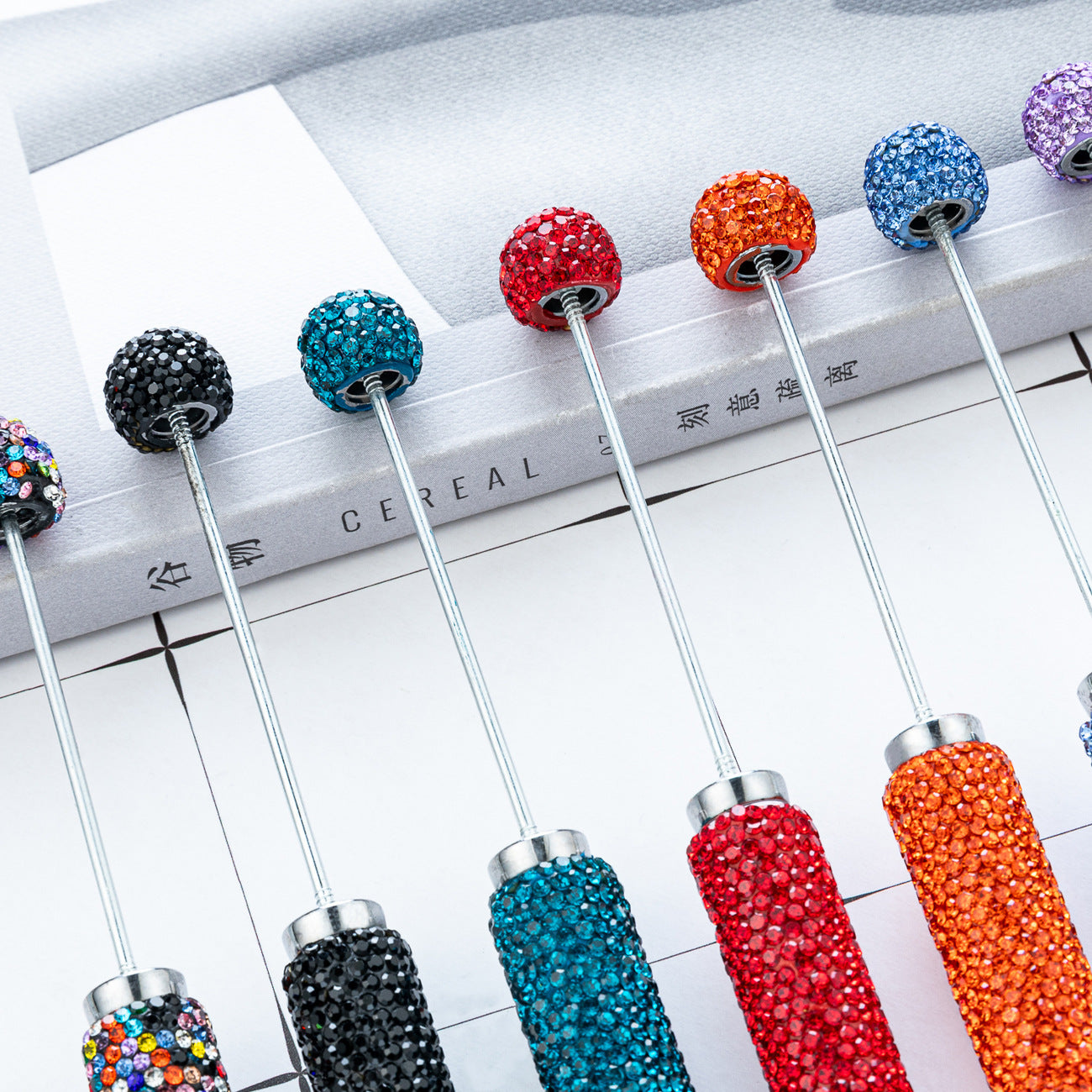 Creative DIY Full-Diamond Beaded Ballpoint Pen, Multicolor Plastic Beaded Pen, Handmade Diamond-Embedded Beaded Pen