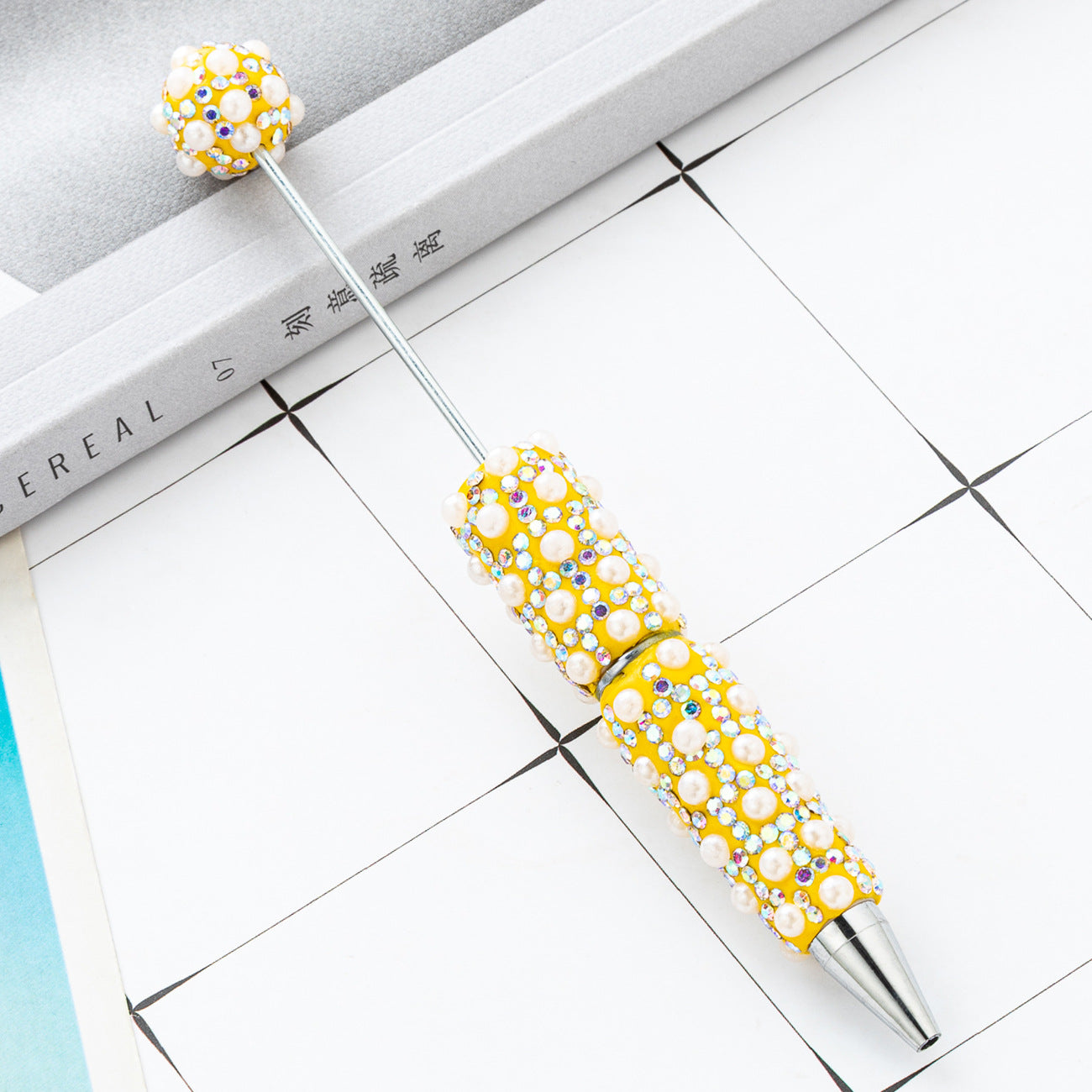 DIY Pearl Beaded Ballpoint Pens, Handmade Rhinestone Bead Pens with Colorful Spinning Beads for Girls and Craft Lovers