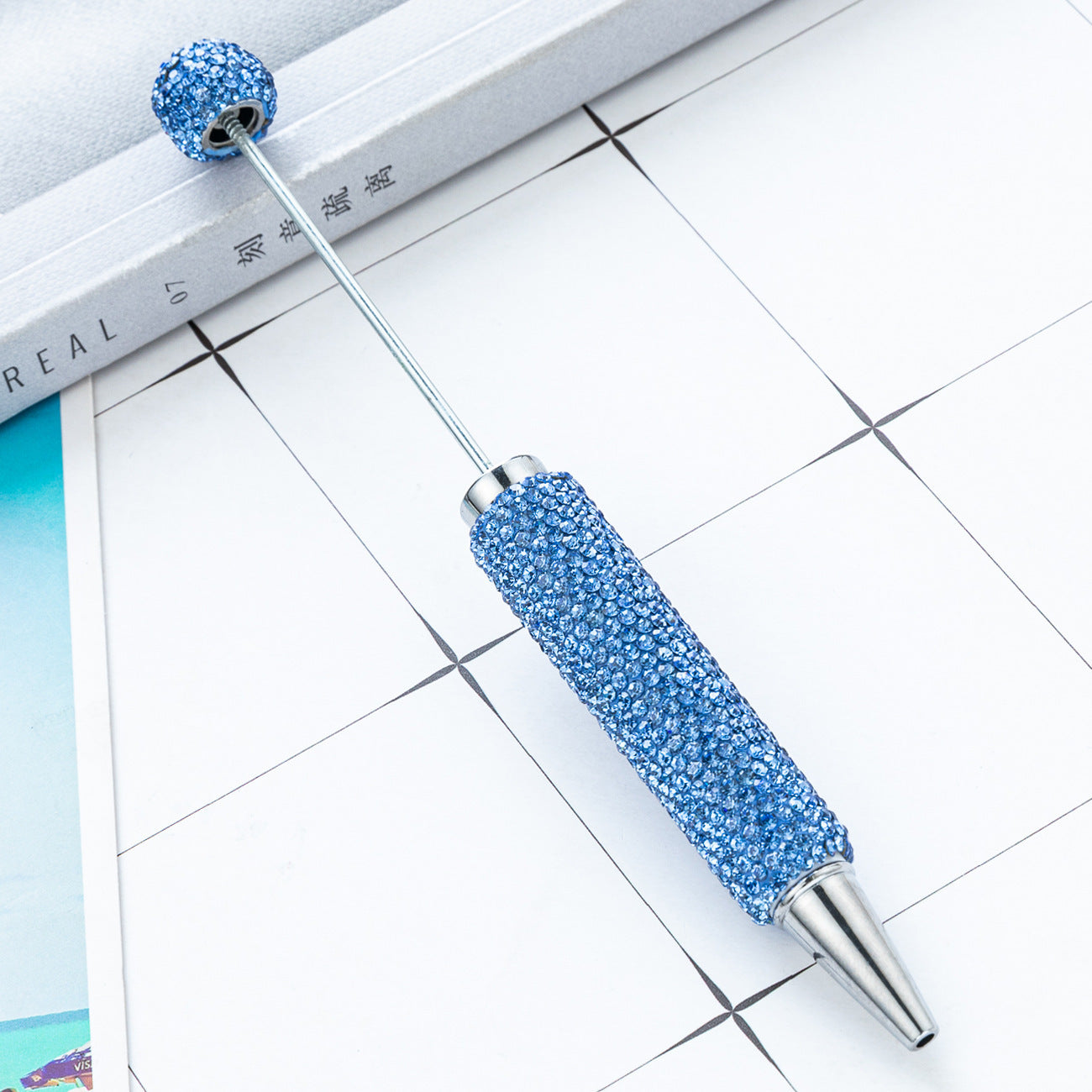 Creative DIY Full-Diamond Beaded Ballpoint Pen, Multicolor Plastic Beaded Pen, Handmade Diamond-Embedded Beaded Pen