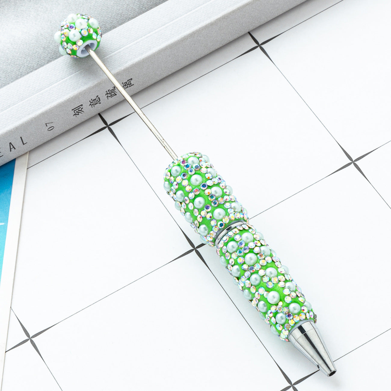 DIY Pearl Beaded Ballpoint Pens, Handmade Rhinestone Bead Pens with Colorful Spinning Beads for Girls and Craft Lovers