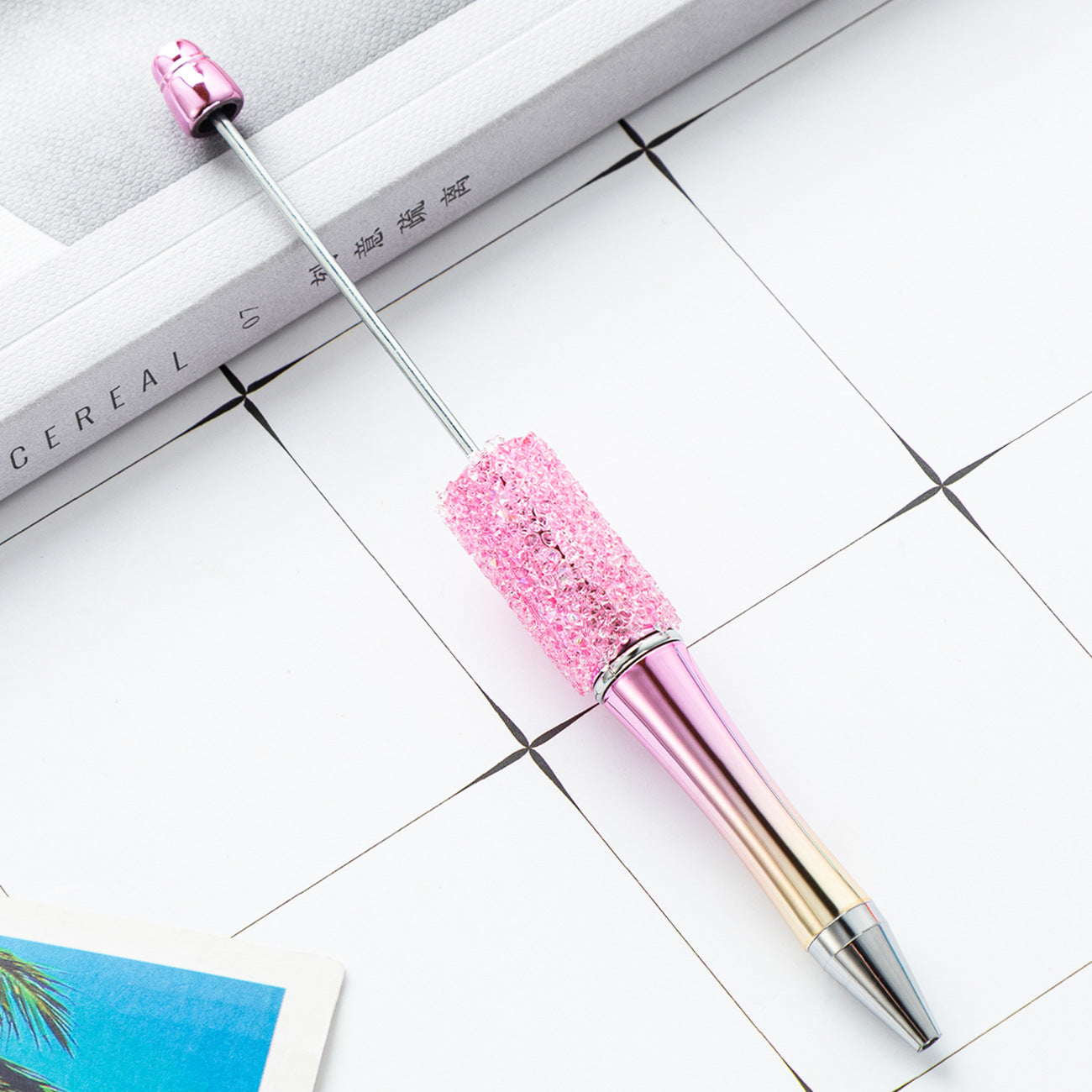 Creative DIY Sugar Beaded Ballpoint Pens, Sparkly Rhinestone Bead Pens with Colorful Beads for Girls and Craft Projects