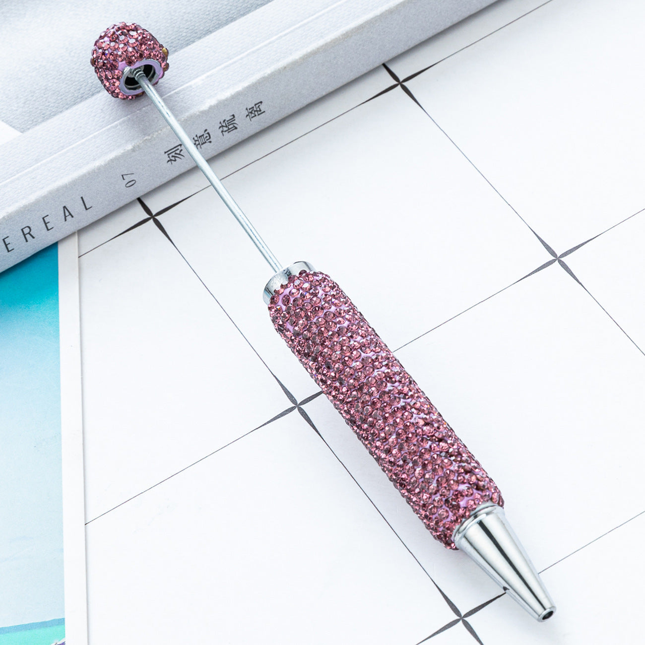 Creative DIY Full-Diamond Beaded Ballpoint Pen, Multicolor Plastic Beaded Pen, Handmade Diamond-Embedded Beaded Pen