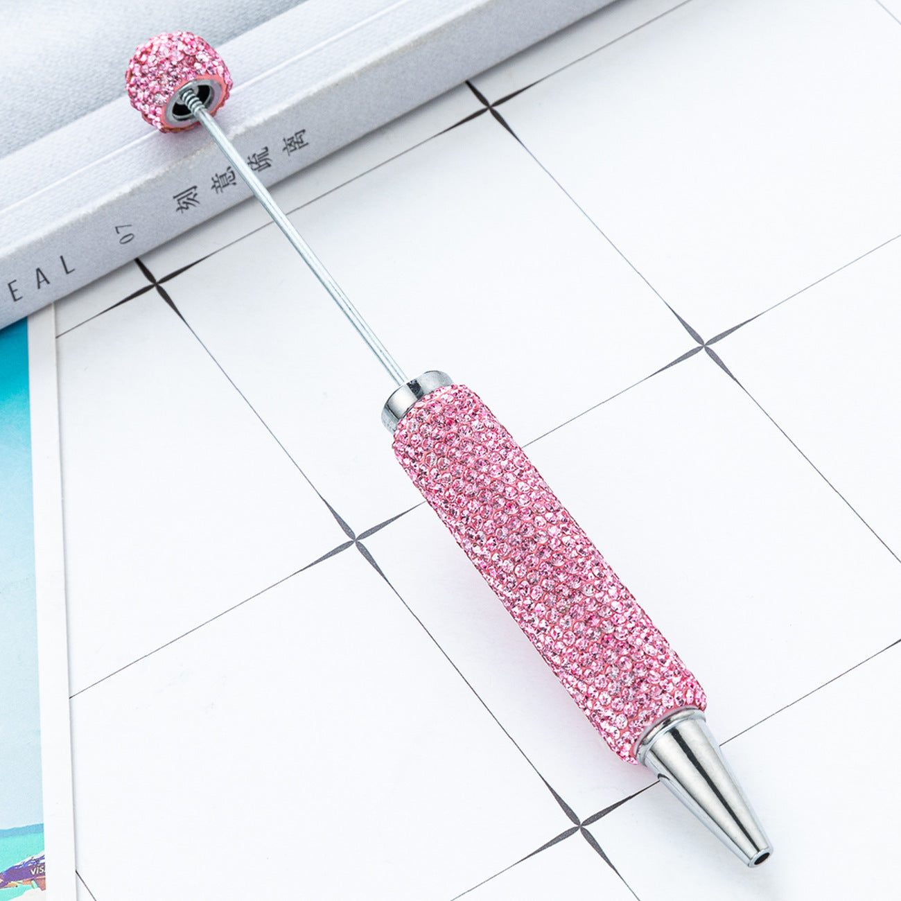 Creative DIY Full-Diamond Beaded Ballpoint Pen, Multicolor Plastic Beaded Pen, Handmade Diamond-Embedded Beaded Pen