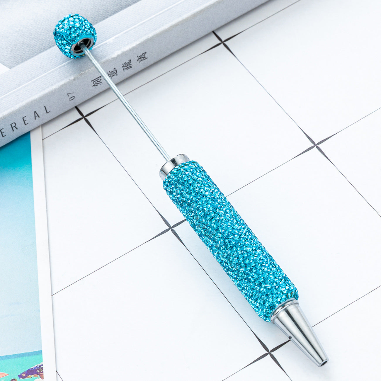 Creative DIY Full-Diamond Beaded Ballpoint Pen, Multicolor Plastic Beaded Pen, Handmade Diamond-Embedded Beaded Pen