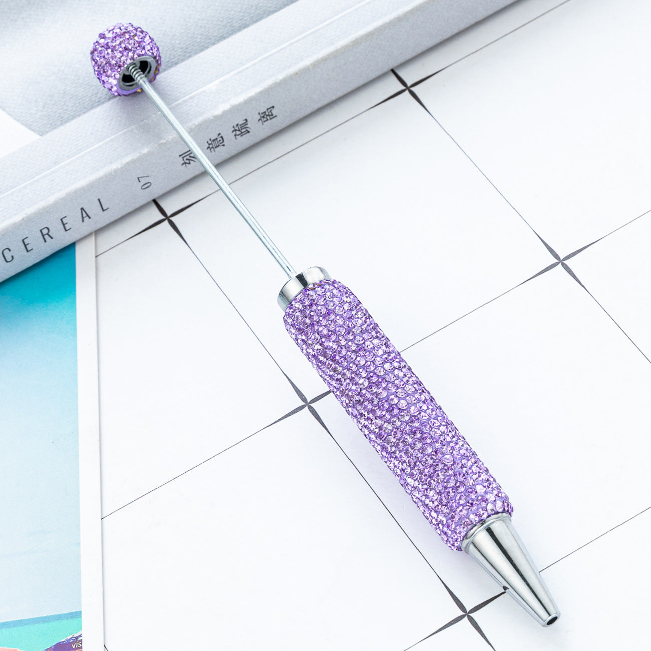 Creative DIY Full-Diamond Beaded Ballpoint Pen, Multicolor Plastic Beaded Pen, Handmade Diamond-Embedded Beaded Pen