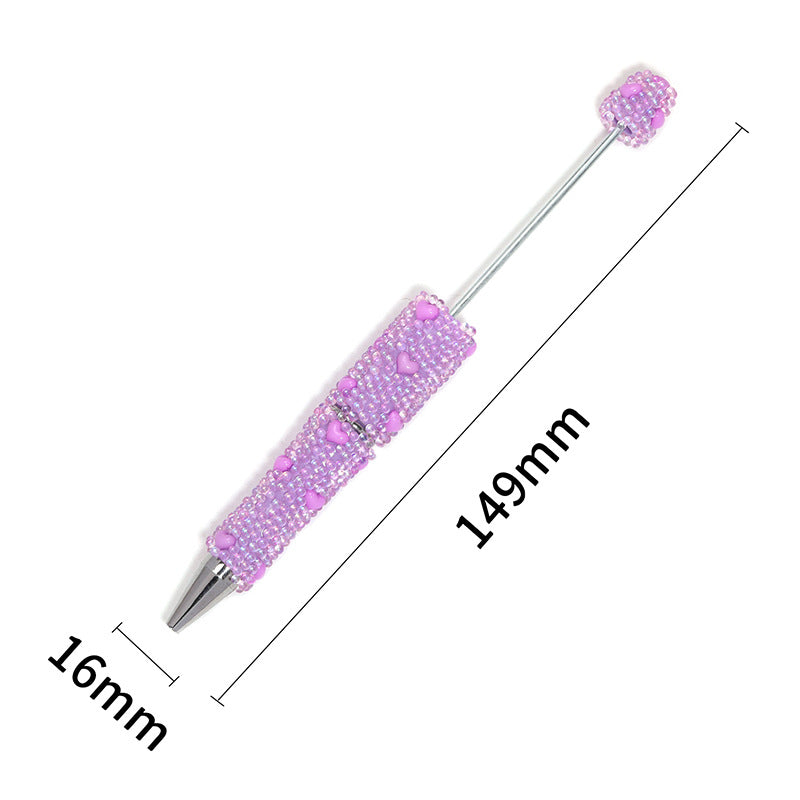 Cute Heart Bubble Beaded Ballpoint Pens, Sparkly Rhinestone Bead Pens with Fashionable DIY Beads for Girls and Craft Lovers