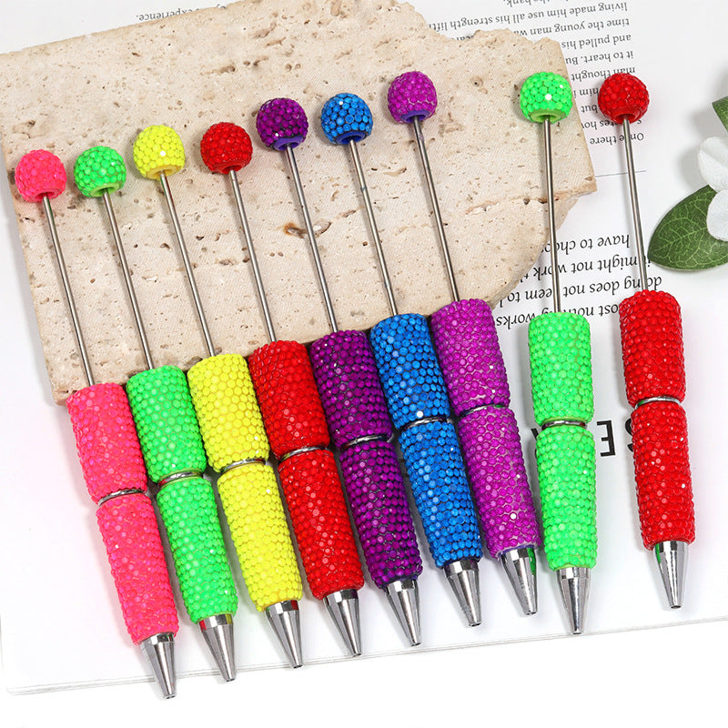 Creative DIY Sugar Beaded Ballpoint Pens, Sparkly Rhinestone Bead Pens with Colorful Beads for Girls and Craft Projects