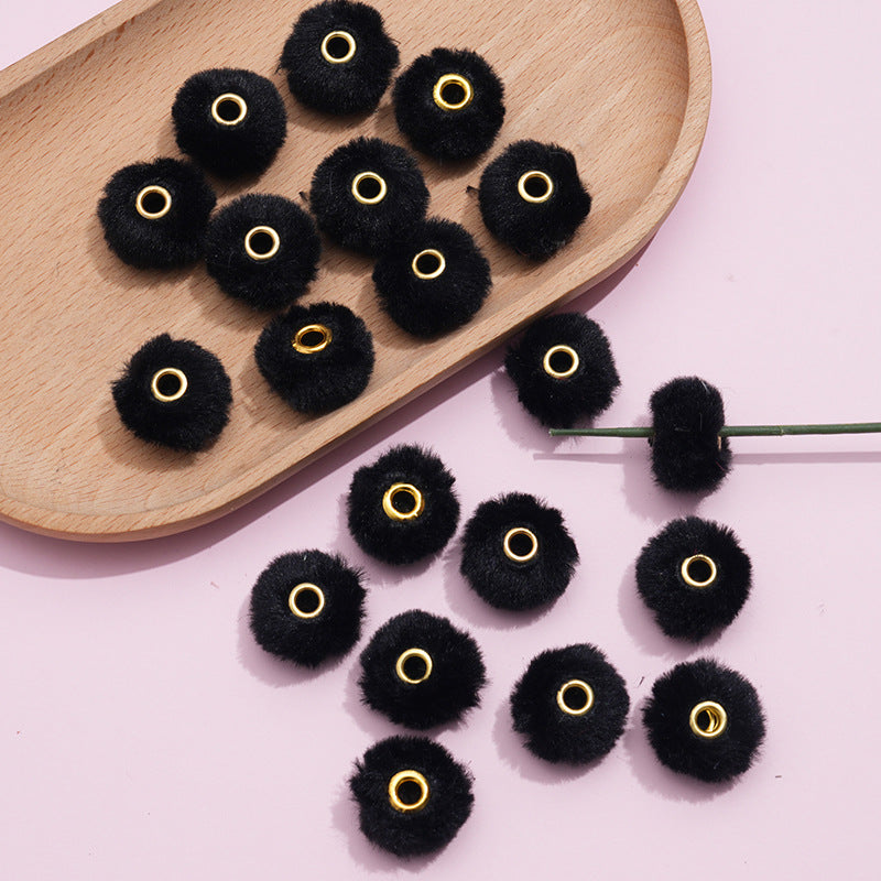 100PCS Fluffy Faux Fur Pom Poms Beads Mixed Color Soft Fuzzy Puff Spacer Beads for DIY Pens Jewelry Bracelet Garland Headband Keychain Handicrafts Craft Accessories Gift Supplies