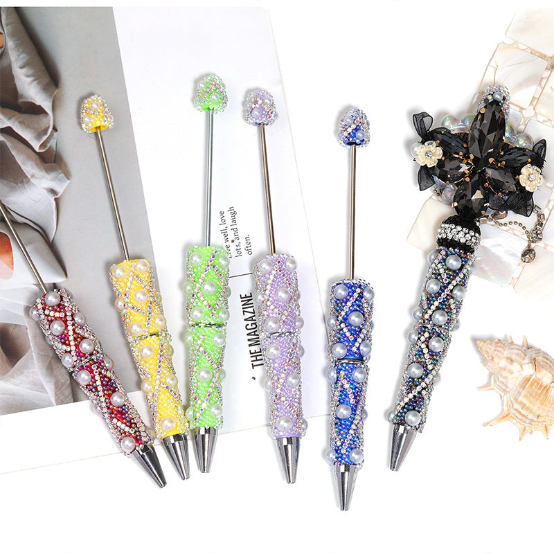 Sparkly Bubble Beaded Ballpoint Pens, Cute Iridescent Chain Bead Pens with Fine Glitter Beads for Girls and DIY Crafts