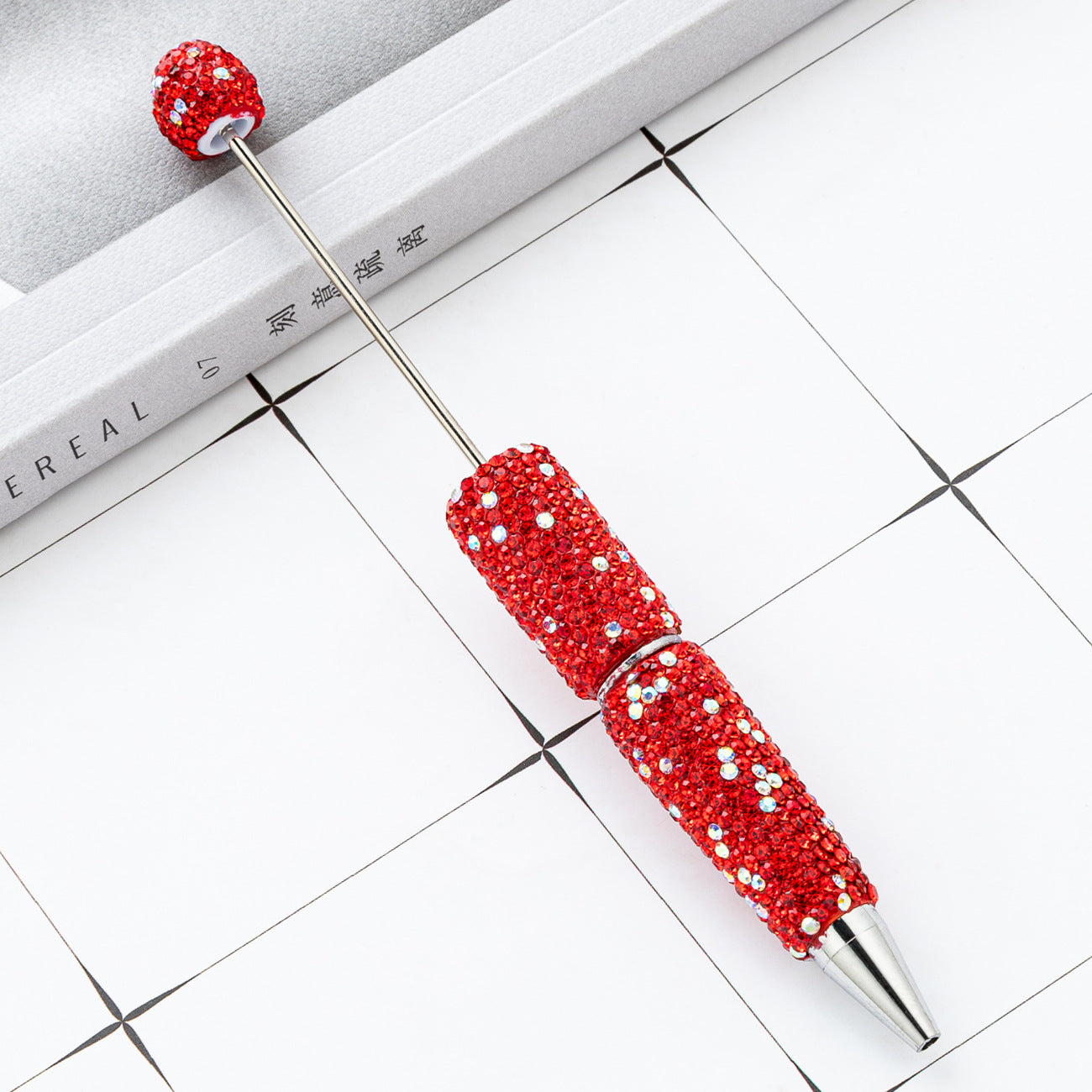 Colorful DIY Rhinestone Beaded Ballpoint Pens, Handmade Sparkly Plastic Bead Pens for Girls and Craft Projects