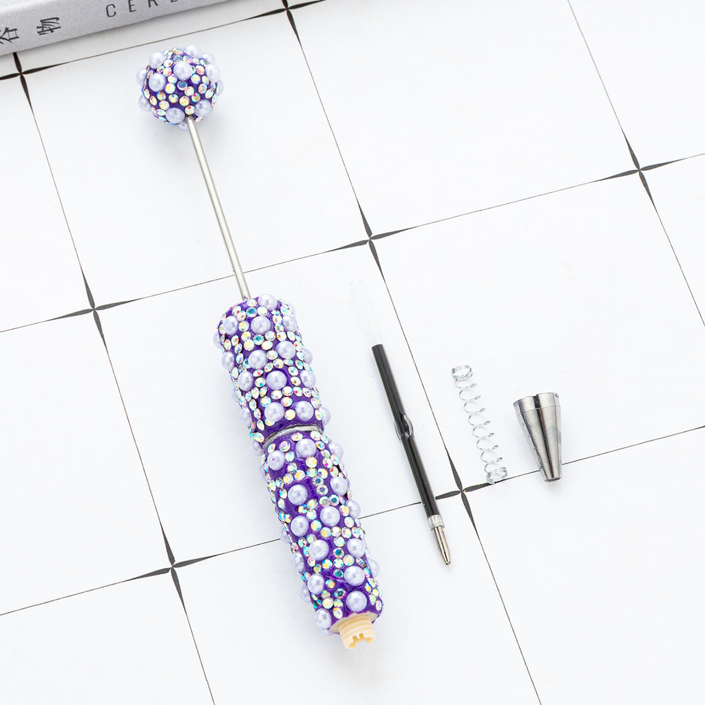 DIY Pearl Beaded Ballpoint Pens, Handmade Rhinestone Bead Pens with Colorful Spinning Beads for Girls and Craft Lovers