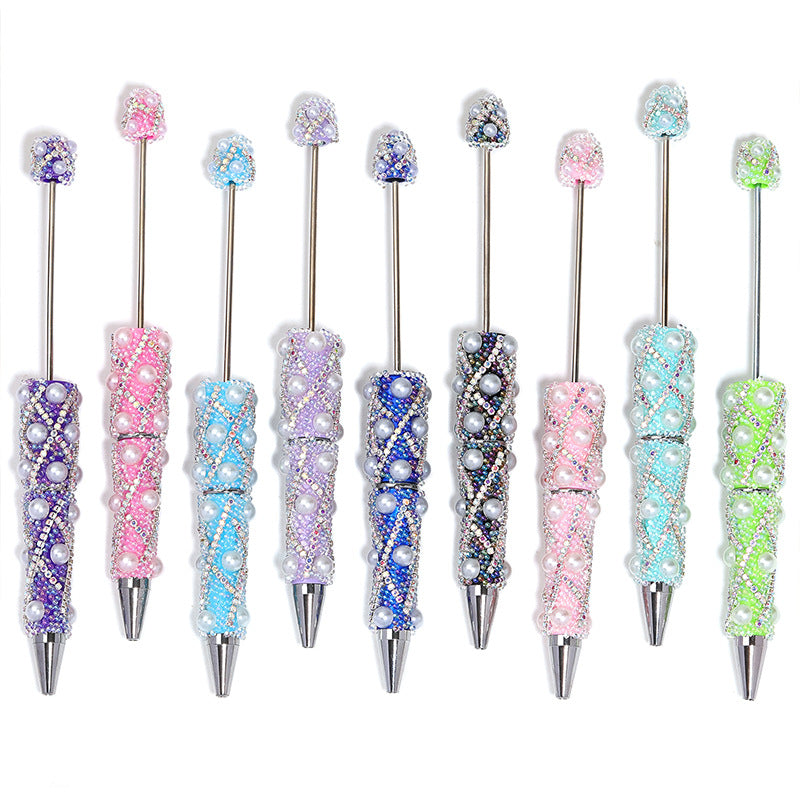 Sparkly Bubble Beaded Ballpoint Pens, Cute Iridescent Chain Bead Pens with Fine Glitter Beads for Girls and DIY Crafts