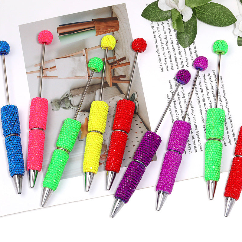 Creative DIY Sugar Beaded Ballpoint Pens, Sparkly Rhinestone Bead Pens with Colorful Beads for Girls and Craft Projects
