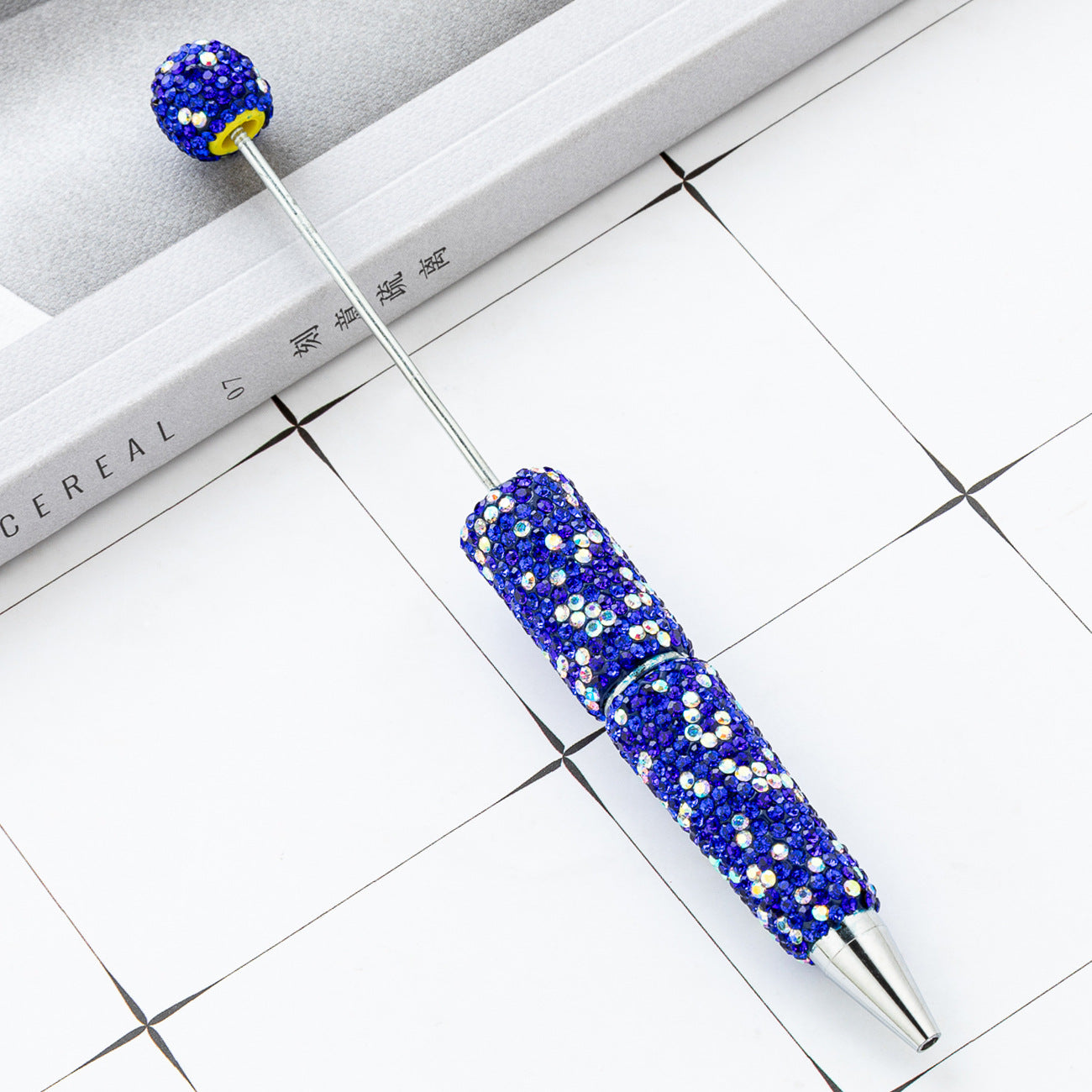 Colorful DIY Rhinestone Beaded Ballpoint Pens, Handmade Sparkly Plastic Bead Pens for Girls and Craft Projects