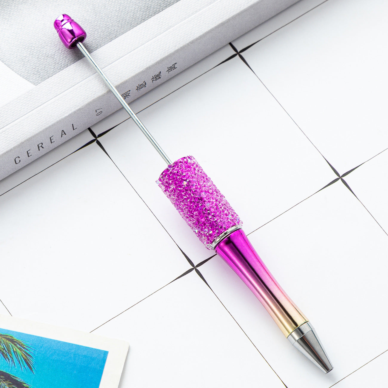 Creative DIY Sugar Beaded Ballpoint Pens, Sparkly Rhinestone Bead Pens with Colorful Beads for Girls and Craft Projects