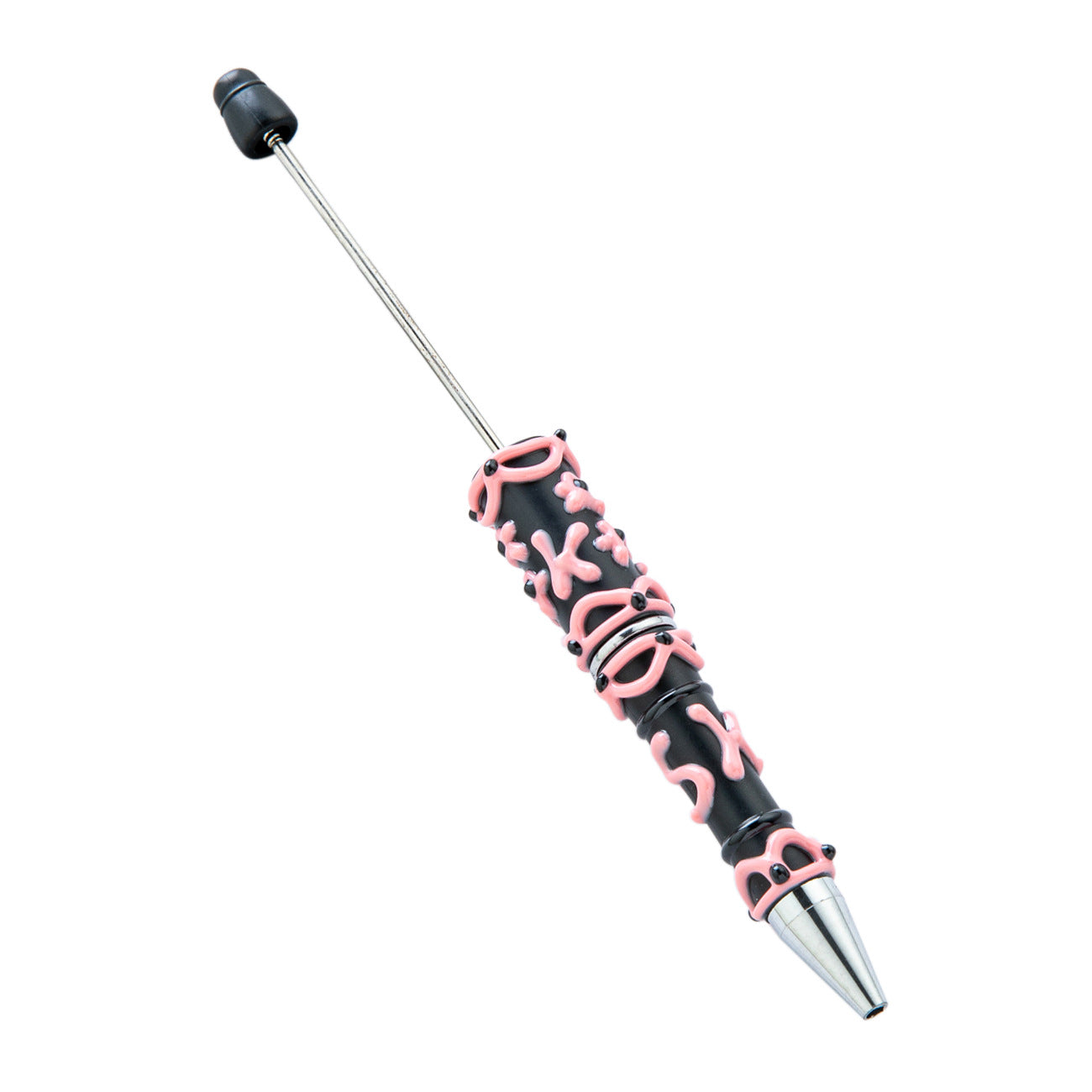 Cute DIY Beaded Ballpoint Pens with Creamy Hand-Drawn Design, Plastic Bead Pens for Girls and Craft Lovers
