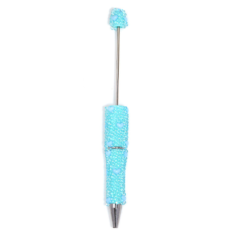 Cute Heart Bubble Beaded Ballpoint Pens, Sparkly Rhinestone Bead Pens with Fashionable DIY Beads for Girls and Craft Lovers